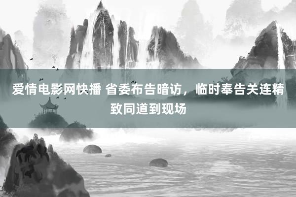 爱情电影网快播 省委布告暗访，临时奉告关连精致同道到现场