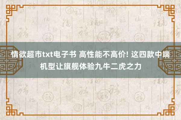 情欲超市txt电子书 高性能不高价! 这四款中端机型让旗舰体验九牛二虎之力