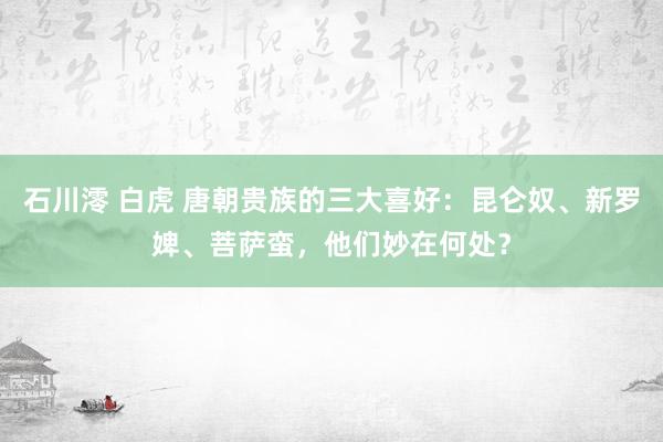 石川澪 白虎 唐朝贵族的三大喜好：昆仑奴、新罗婢、菩萨蛮，他们妙在何处？