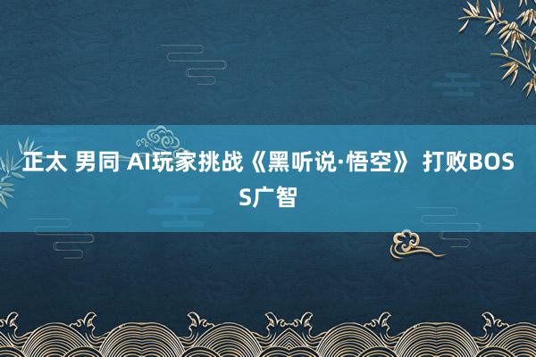 正太 男同 AI玩家挑战《黑听说·悟空》 打败BOSS广智