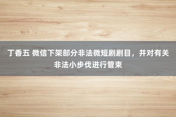 丁香五 微信下架部分非法微短剧剧目，并对有关非法小步伐进行管束