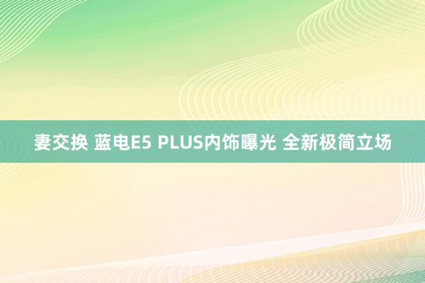 妻交换 蓝电E5 PLUS内饰曝光 全新极简立场