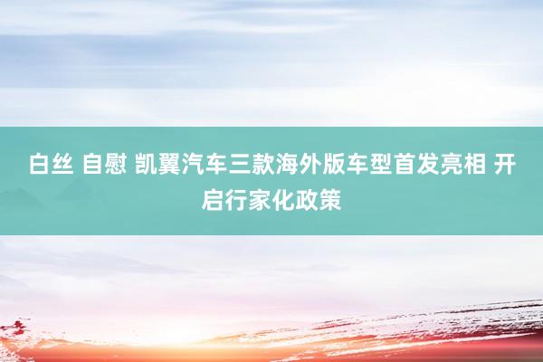 白丝 自慰 凯翼汽车三款海外版车型首发亮相 开启行家化政策