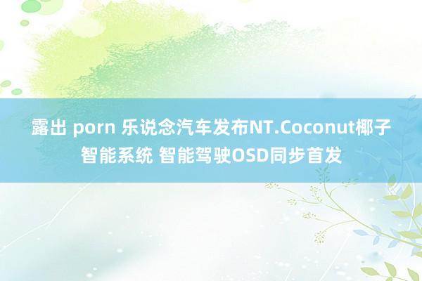 露出 porn 乐说念汽车发布NT.Coconut椰子智能系统 智能驾驶OSD同步首发