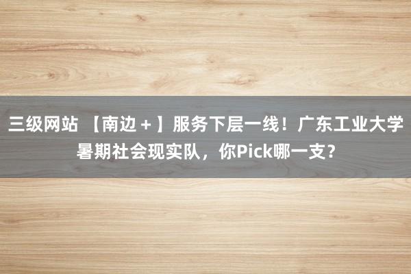 三级网站 【南边＋】服务下层一线！广东工业大学暑期社会现实队，你Pick哪一支？