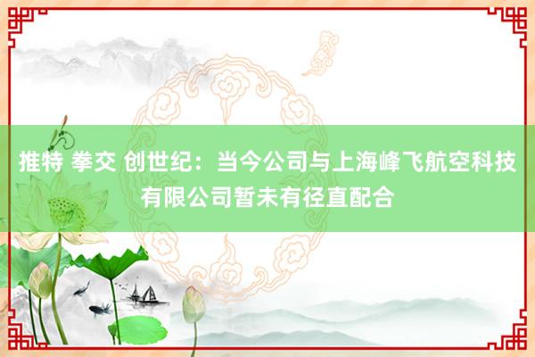 推特 拳交 创世纪：当今公司与上海峰飞航空科技有限公司暂未有径直配合